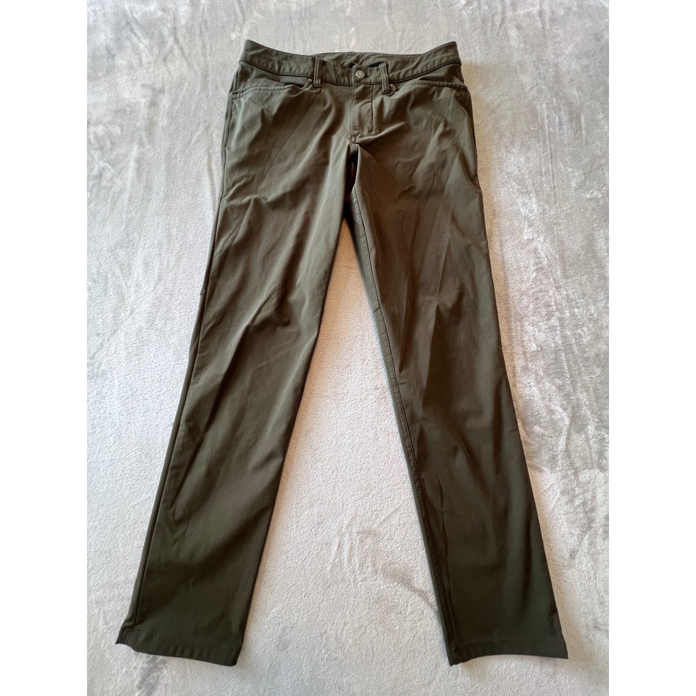 Lululemon ABC Pant Slim Men 31 Dark Olive Warpstreme Chino Trousers
